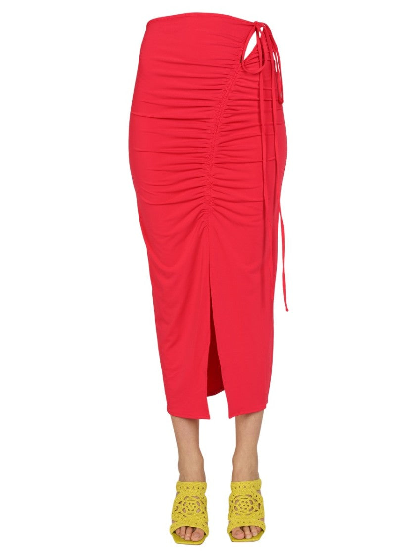 Self-Portrait Ruched Midi Skirt