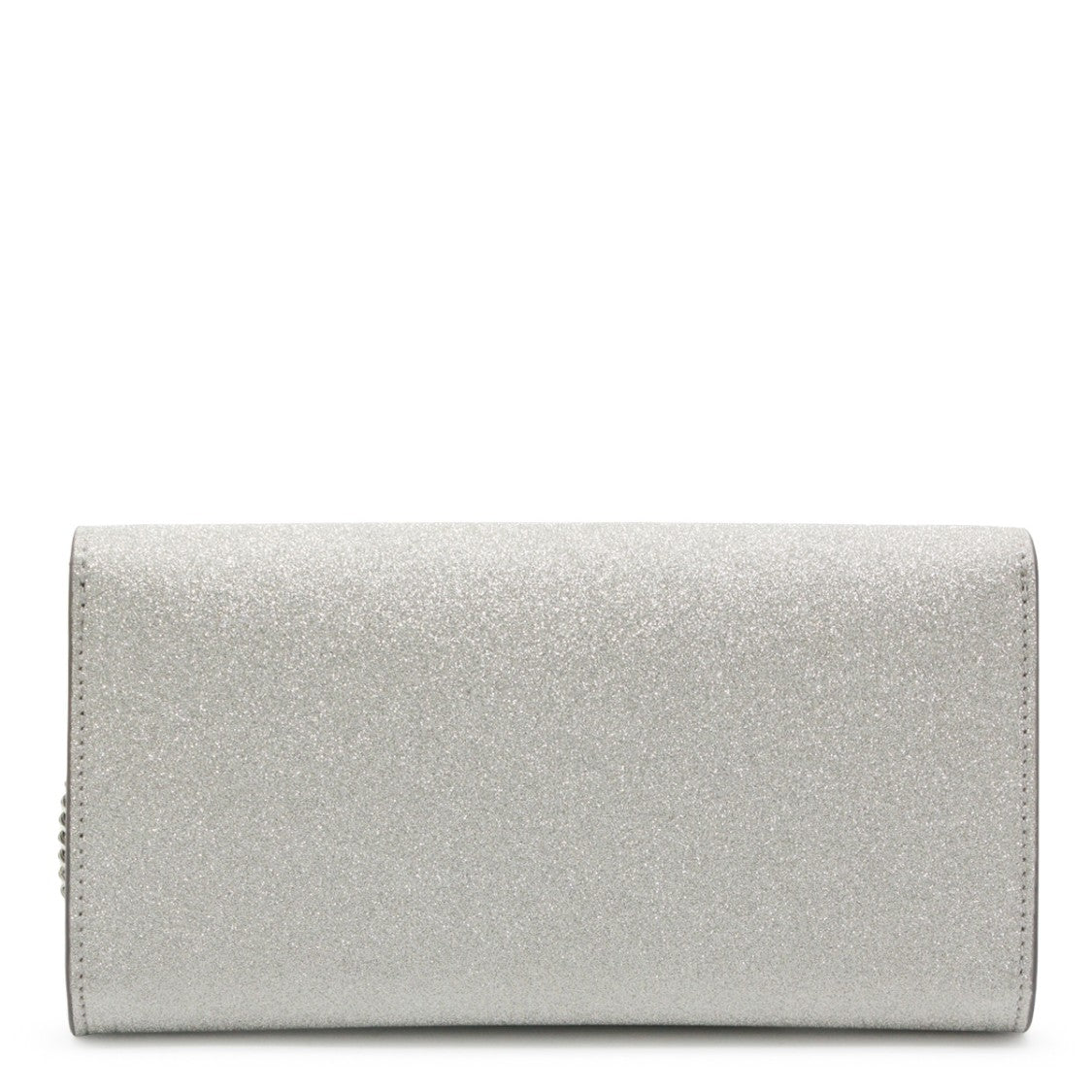 Jimmy Choo Rectangular Silver Clutch With Chain Strap And Angular Accent