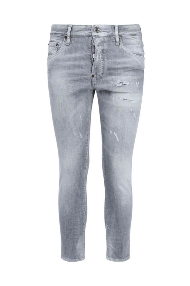 Dsquared2 Grey Skater Slim-Fit Distressed Cotton-Blend Jeans