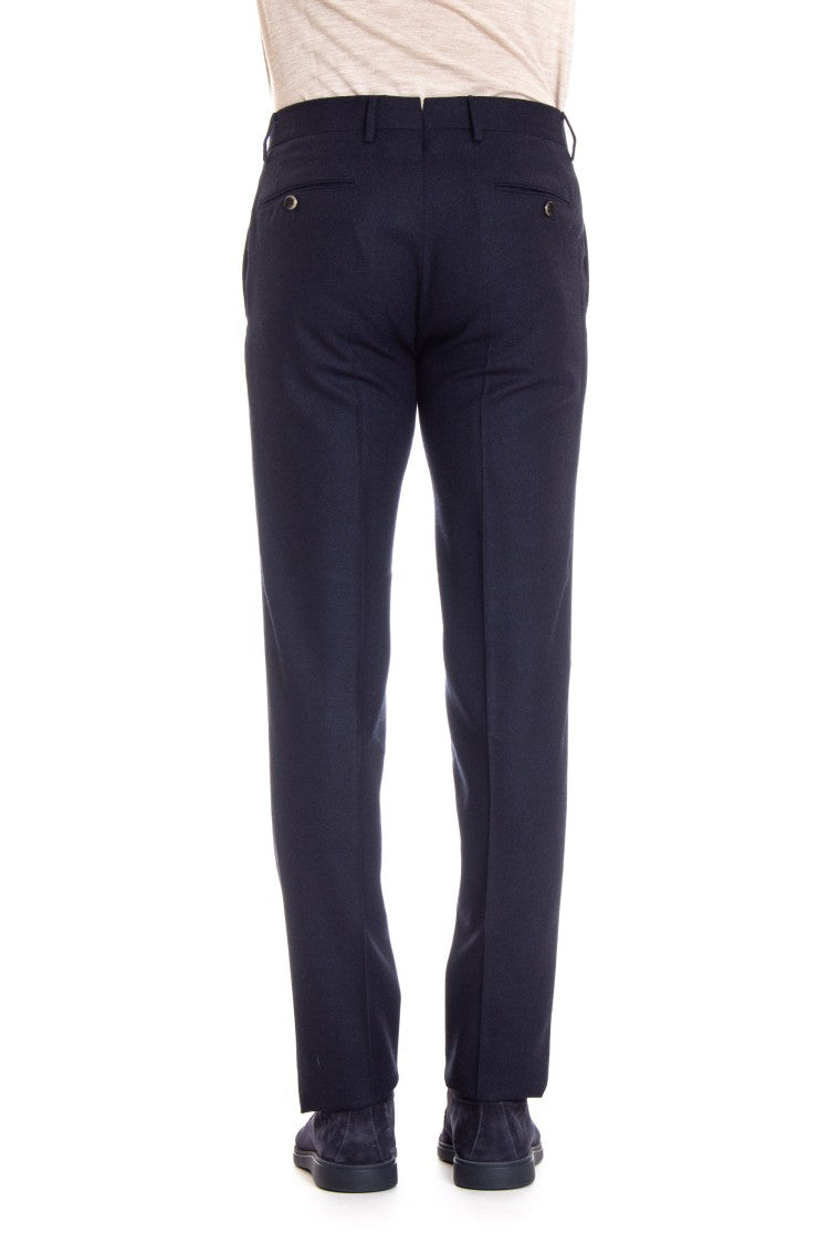 Pt Torino Super 130'S Wool Slim Fit Flat Front Trousers