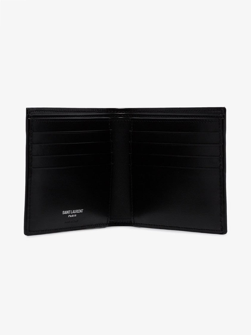 Saint Laurent East/West Monogram Wallet In Black Leather