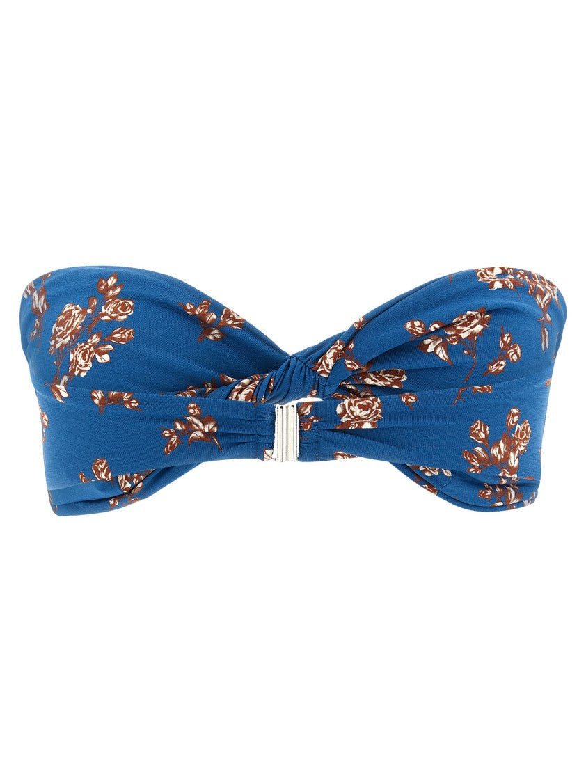 Magda Butrym Floral Print Off-The-Shoulder Bikini Top With Twisted Detail