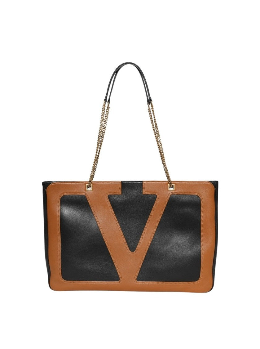 Valentino Viva Superstar Medium Shopping Bag Black And Brown
