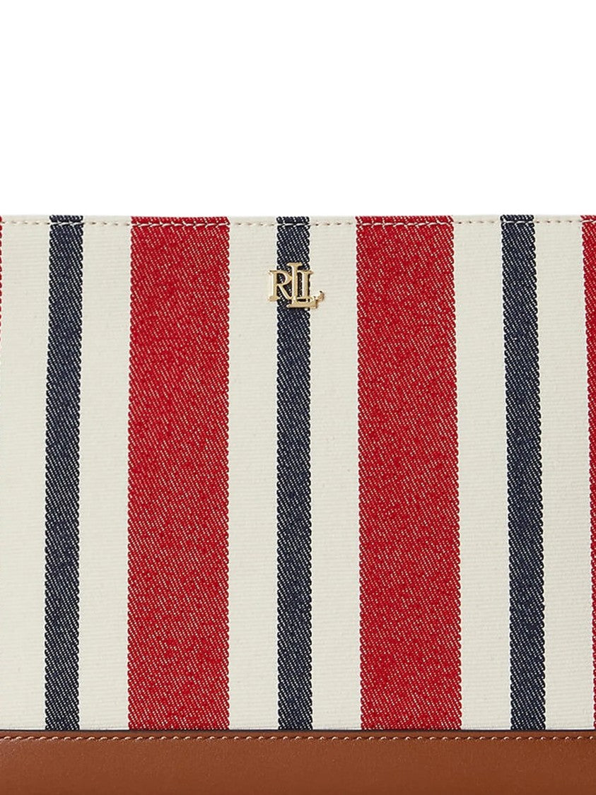 Lauren Ralph Lauren Rectangular Striped Pouch With Leather Base