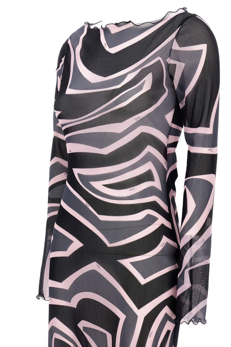 Emilio Pucci Long Sleeve Sheer Mesh Maxi Dress