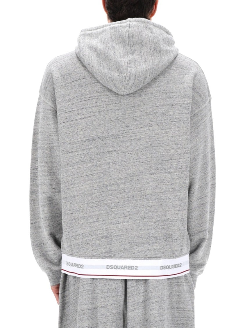 Dsquared2 Cotton Logo Band Hem Hoodie