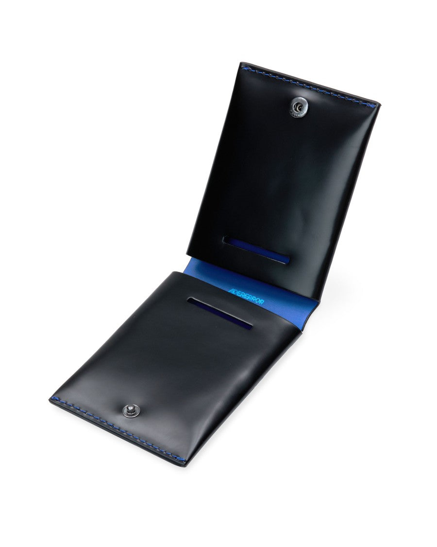 Adererror Voluminous Black Cow Leather Half-Fold Wallet