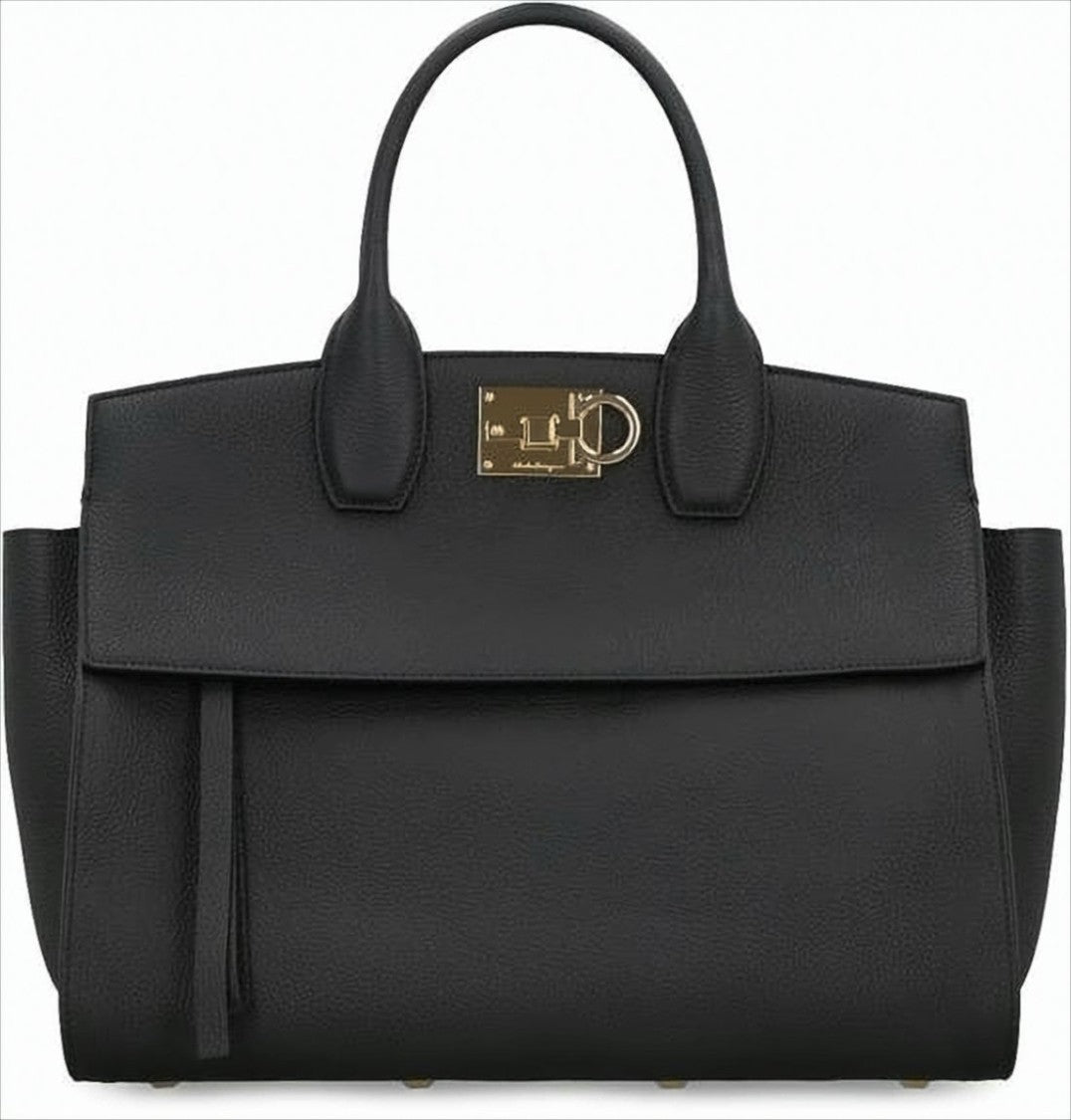 Salvatore Ferragamo Structured Calf Leather Tote Bag
