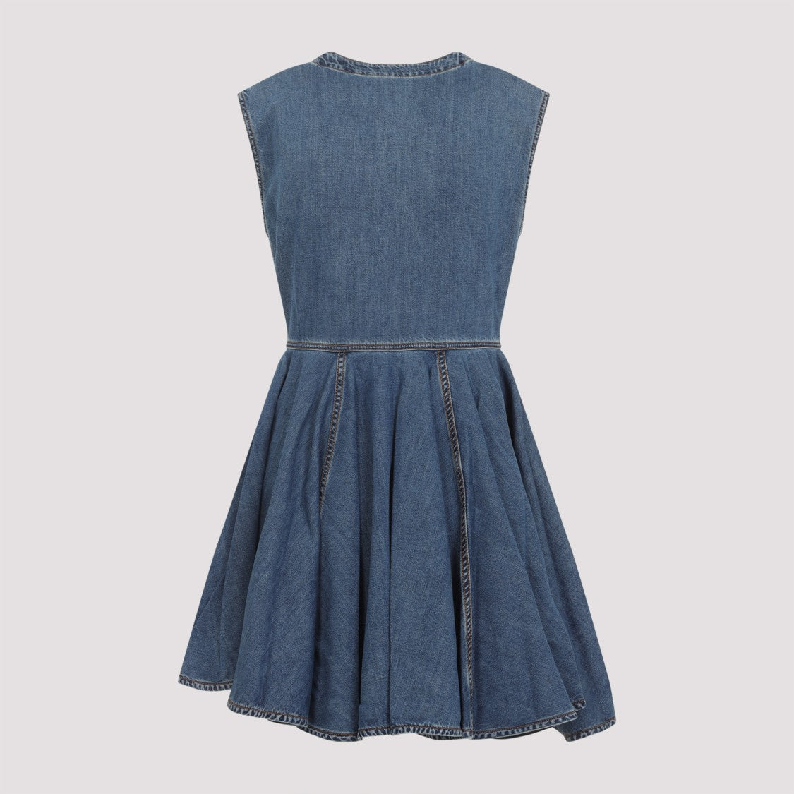 Alaïa Sleeveless Denim-Texture Mini Dress