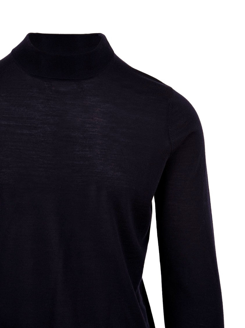 Filippo De Laurentiis Navy Blue Merino Wool Turtleneck Sweater