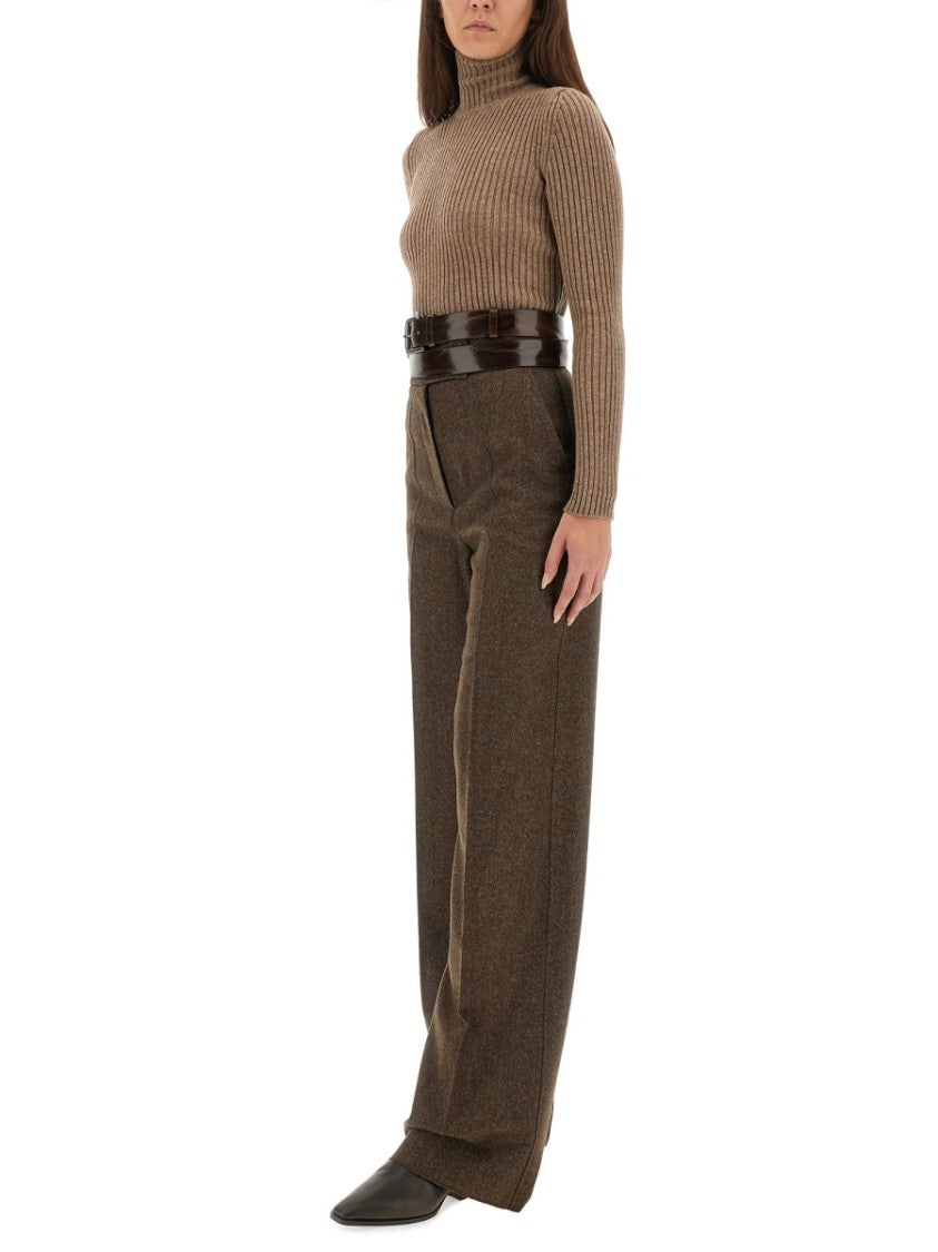 Max Mara Slim-Fit Ribbed Turtleneck Sweater With Flared Hem