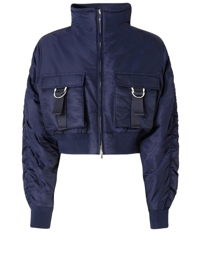 Pinko Cropped Utility Jacket With High Collar And Flap Pockets