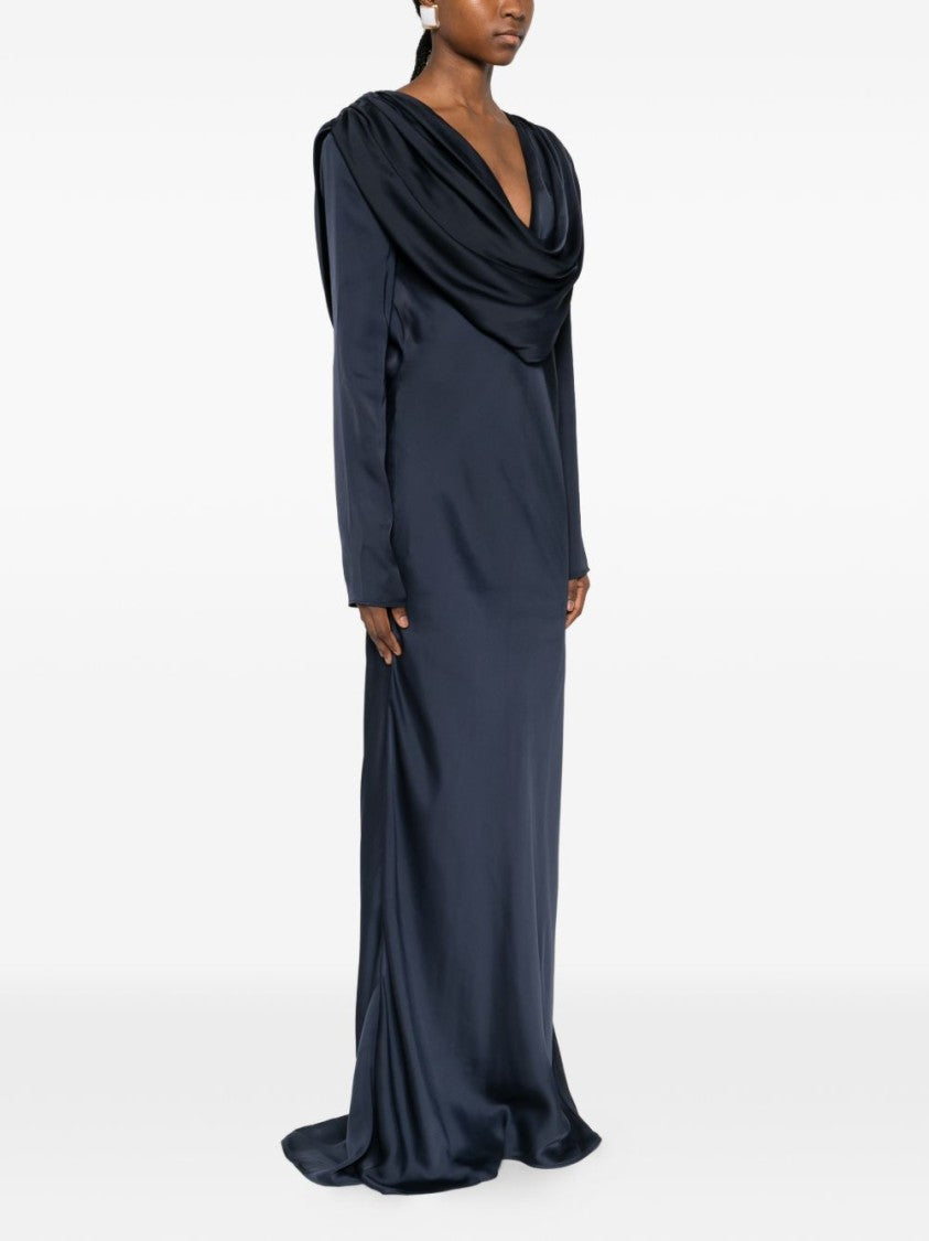 Rotate Draped Open-Back Maxi Dress With Cowl Neck