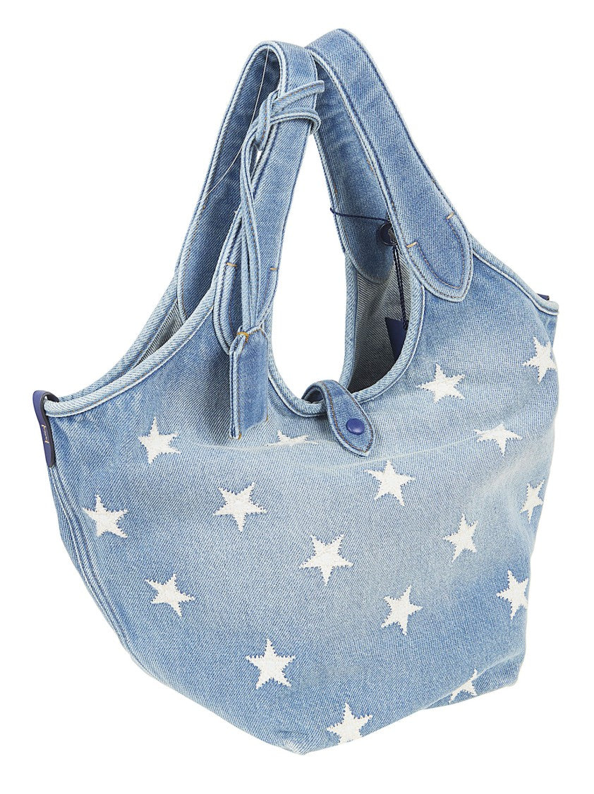 Polo Ralph Lauren Denim Crossbody Bag With Embroidered Star Pattern