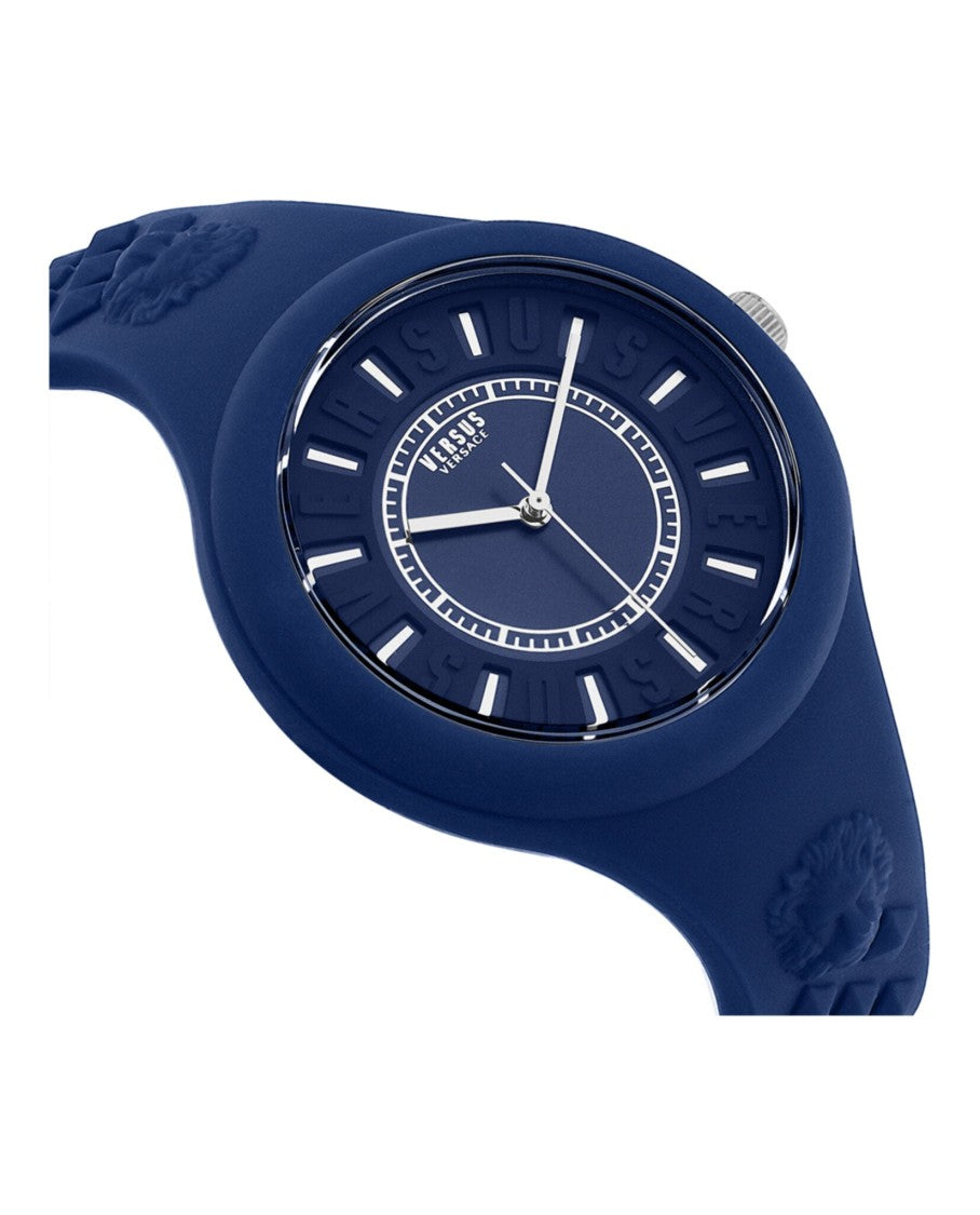 Versus Versace 39Mm Blue Case Strap Watch With Enamel Dial