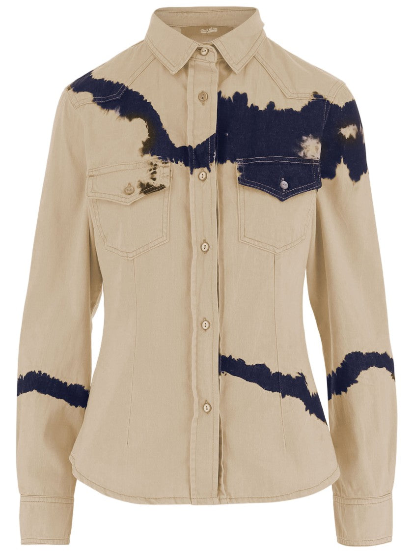 Don't @ Me Tie-Dye Cotton Shirt With Classic Collar