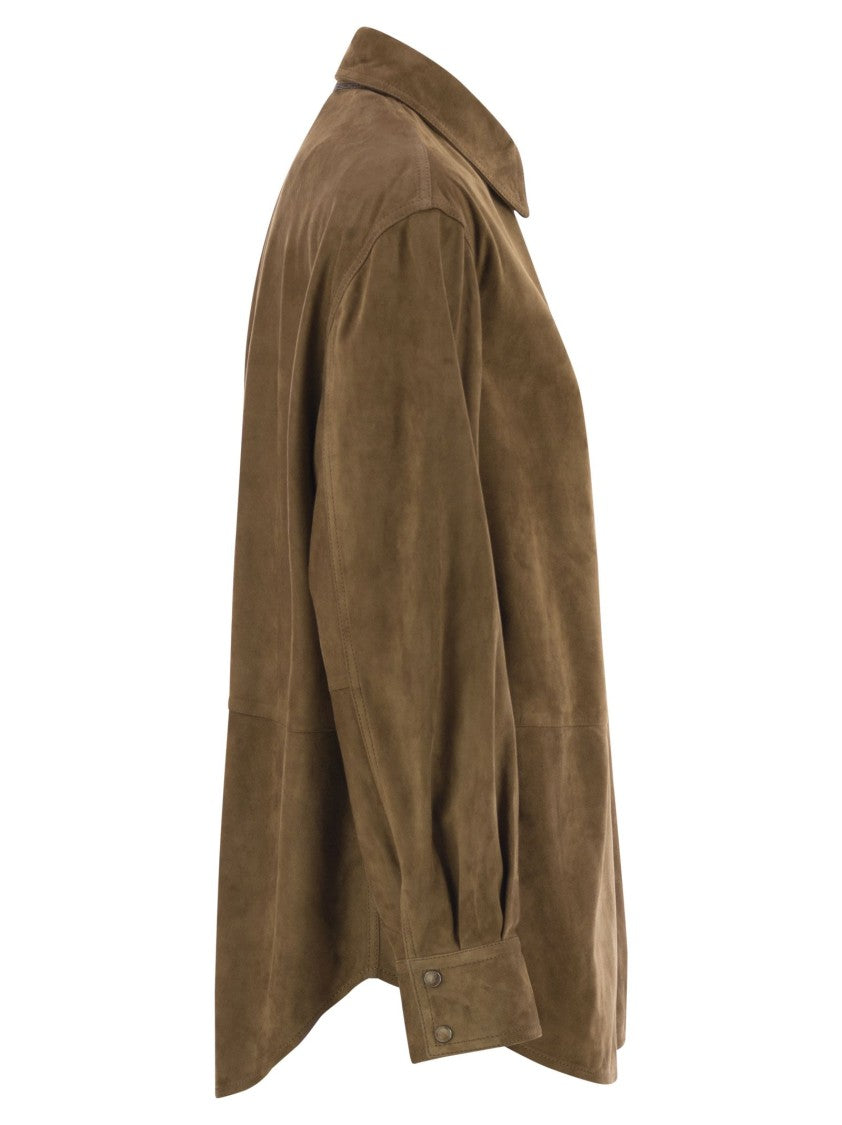 Brunello Cucinelli Suede Shirt With Jewellery