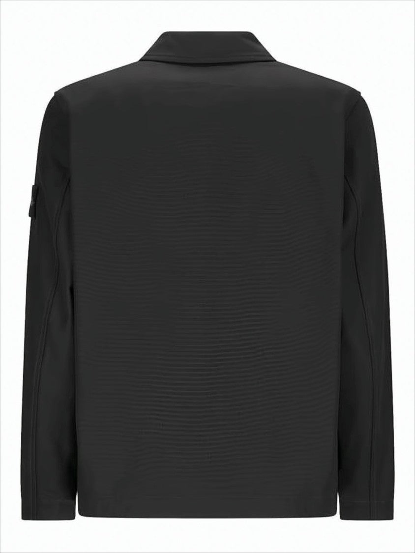 Stone Island Black Cotton Jacket With Minimalist Design