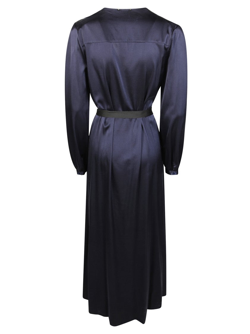 Forte Forte Flowing Midi Dress With Deep V-Neckline And Cinched Waist