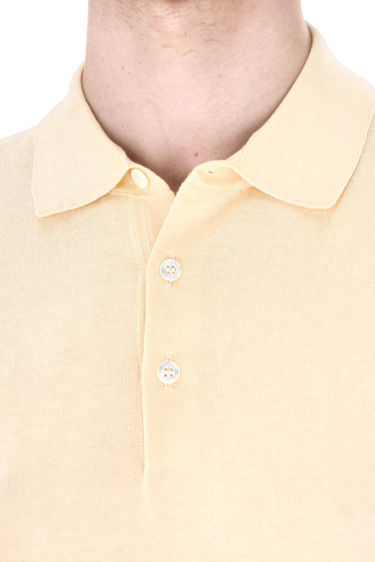 Drumohr Yellow Long-Sleeve Cotton Polo Shirt
