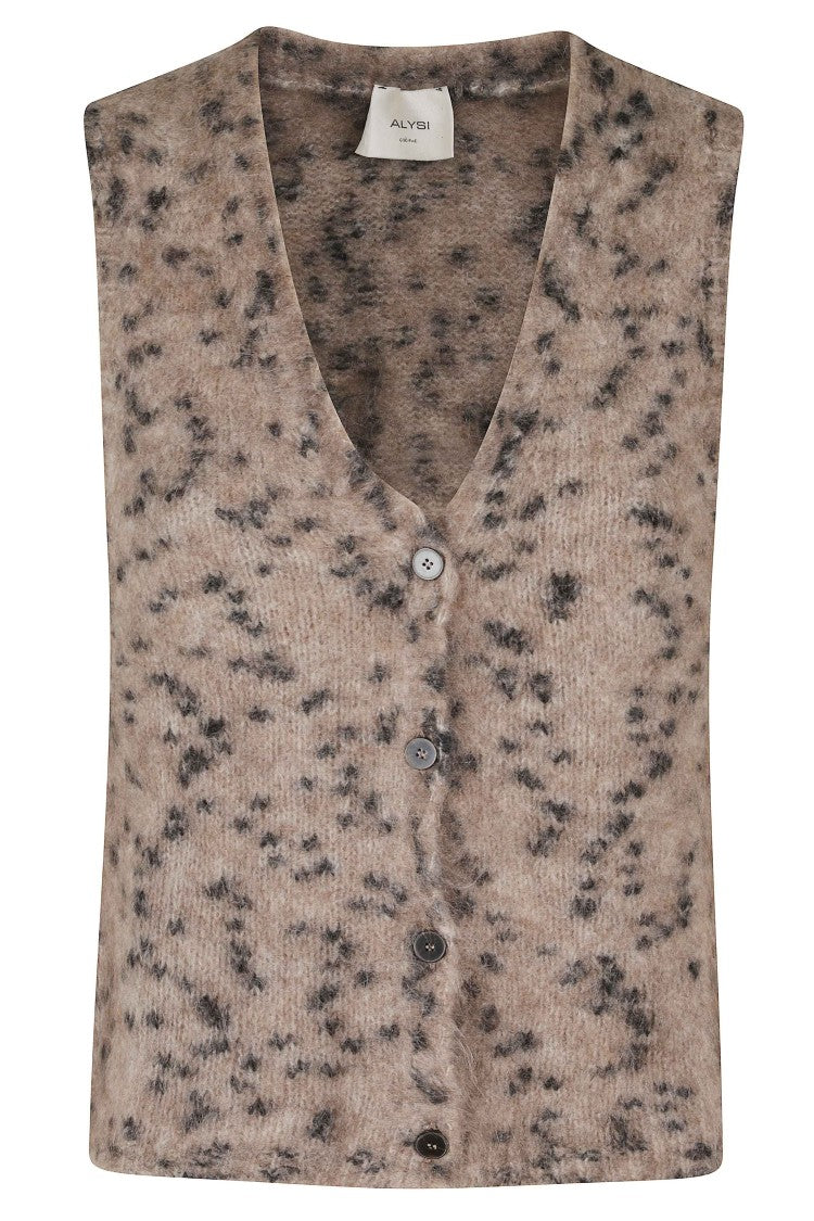 Alysi Brown Sprinkle Knit V-Neck Virgin Wool-Blend Vest