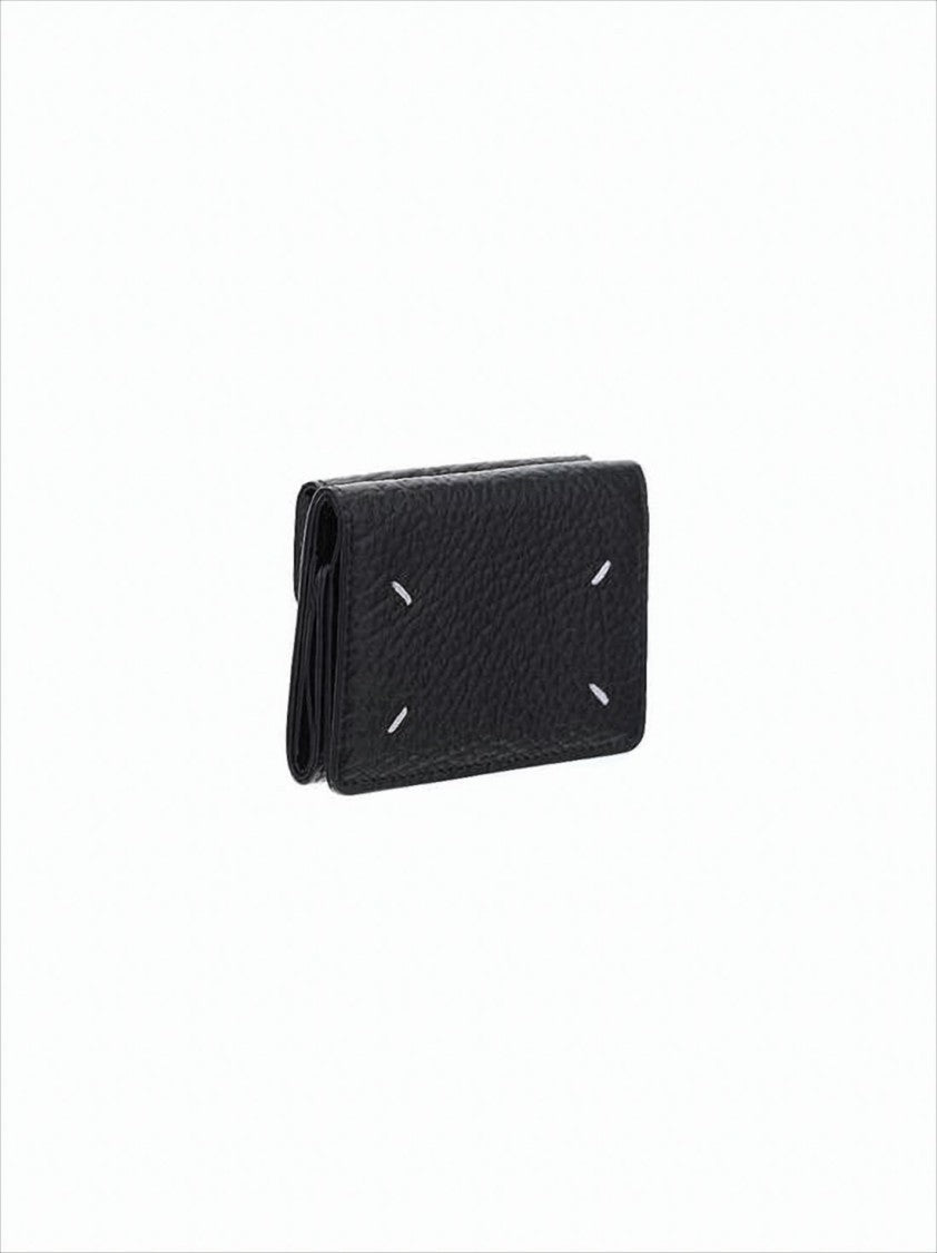 Maison Margiela Textured Leather Tri-Fold Wallet With Minimalist Design