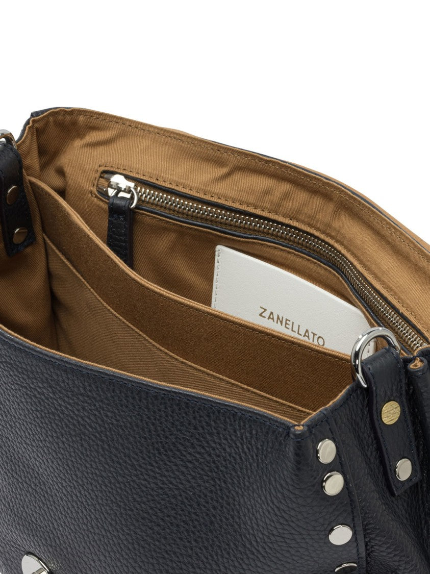 Zanellato Textured Leather Handbag With Dual Turn-Lock Closure