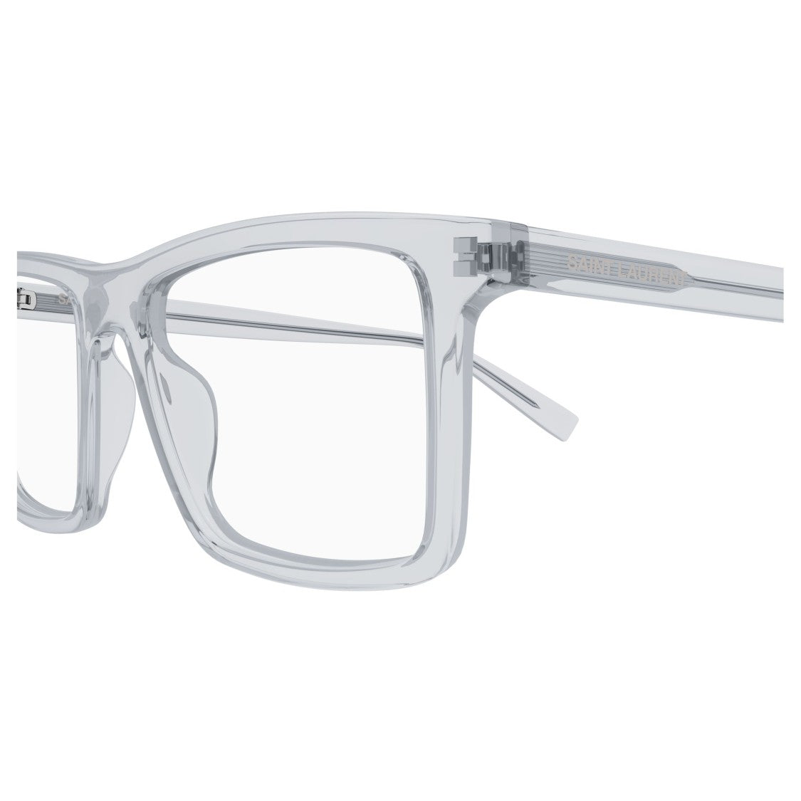 Saint Laurent Rectangular Silver Eyeglasses In Recycled Acetate