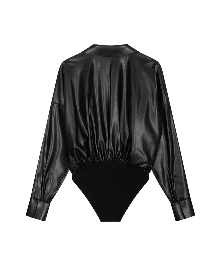 Norma Kamali 'Boyfriend' Faux Leather Bodysuit