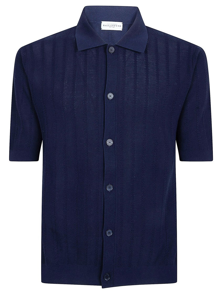 Ballantyne Short-Sleeved Button-Up Shirt With Vertical Stripe Pattern