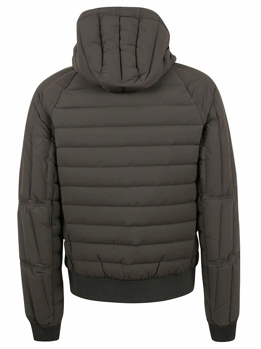 Parajumpers Quilted Grey Padded Jacket With Hood And Distinctive Strap