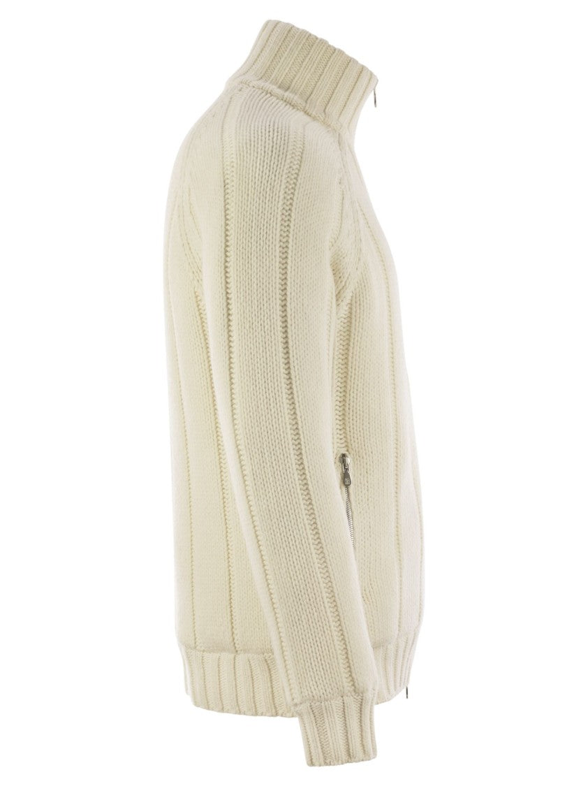 Brunello Cucinelli Cashmere Knit Down Jacket With Zip