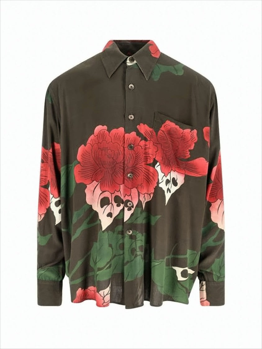 Our Legacy Loose-Fit Long-Sleeve Shirt With Bold Floral Pattern