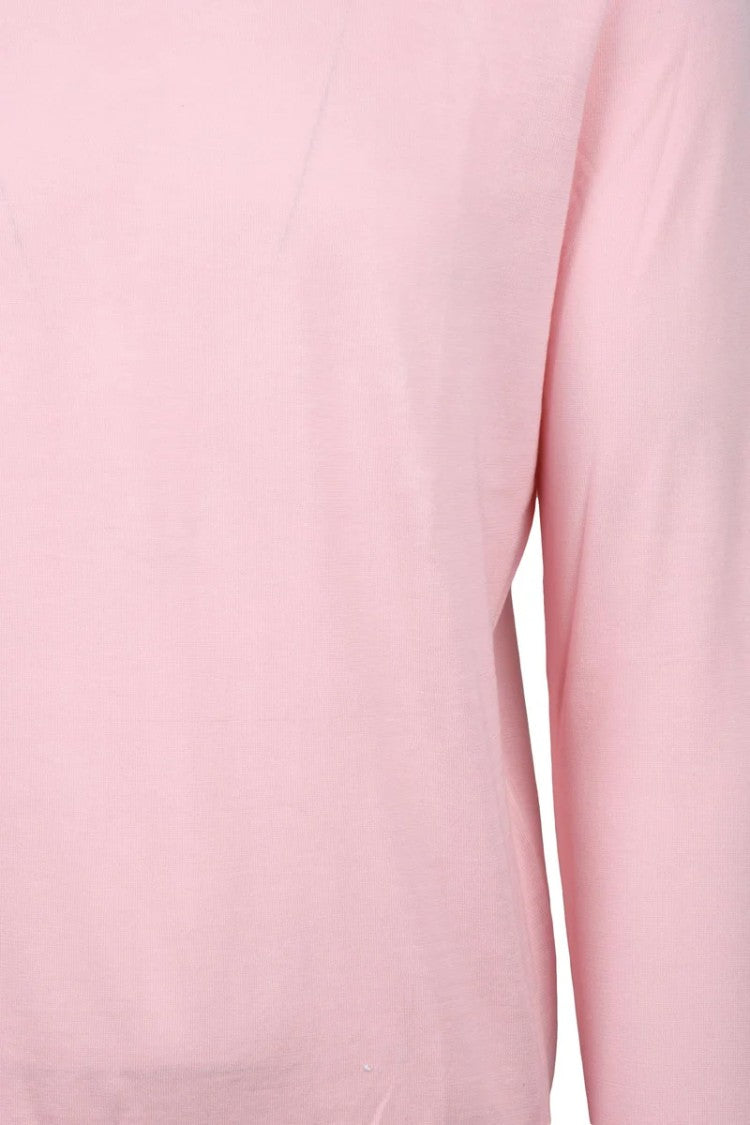 People Of Shibuya Pink Crewneck Cotton Silk Linen Sweater