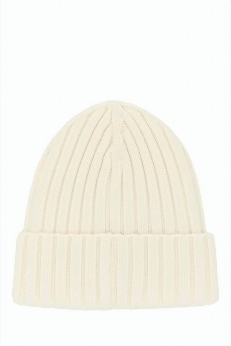 Moncler Ribbed Knit Beanie With Folded Cuff And Embroidered Logo