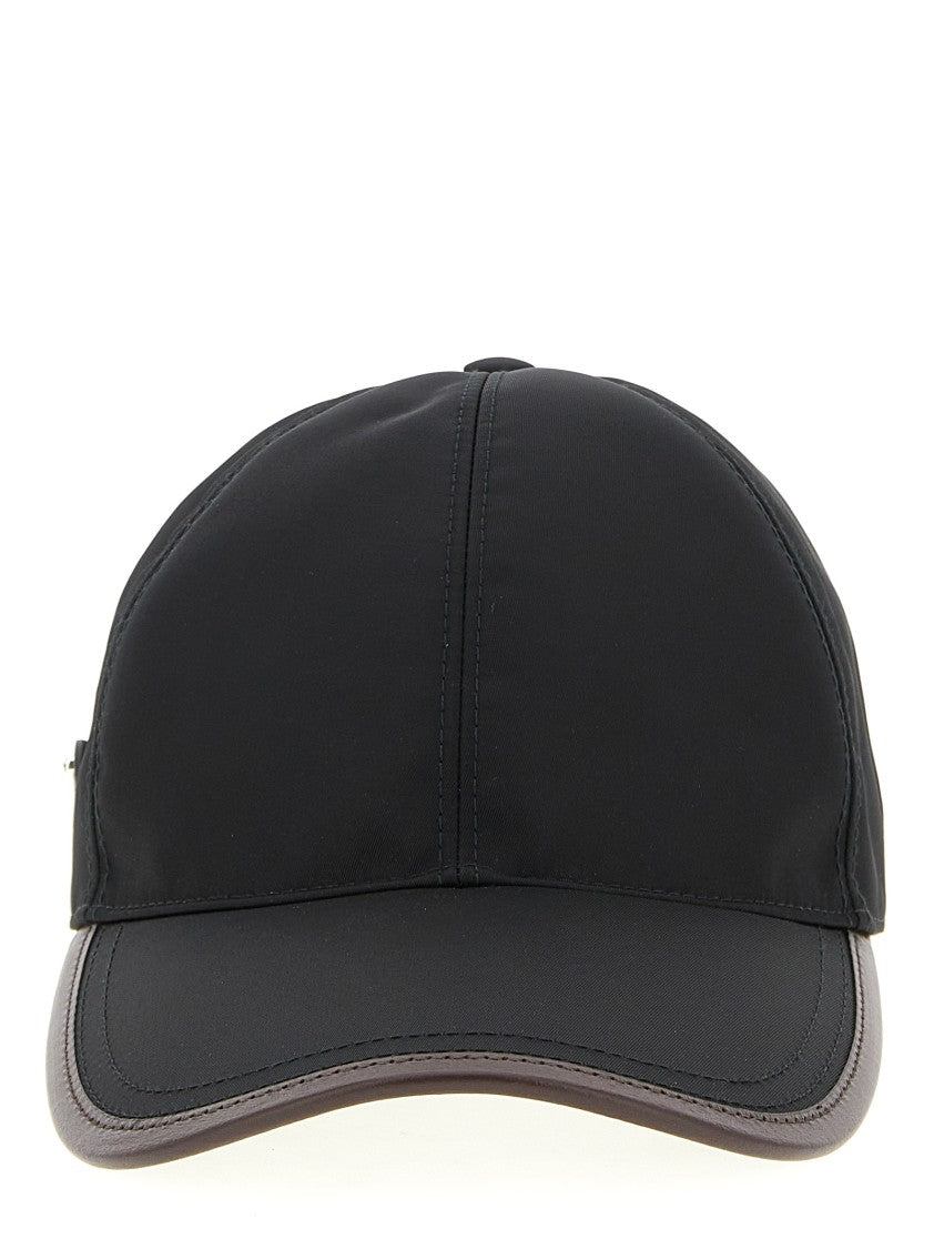 Prada Structured Black Nylon Cap With Enameled Logo