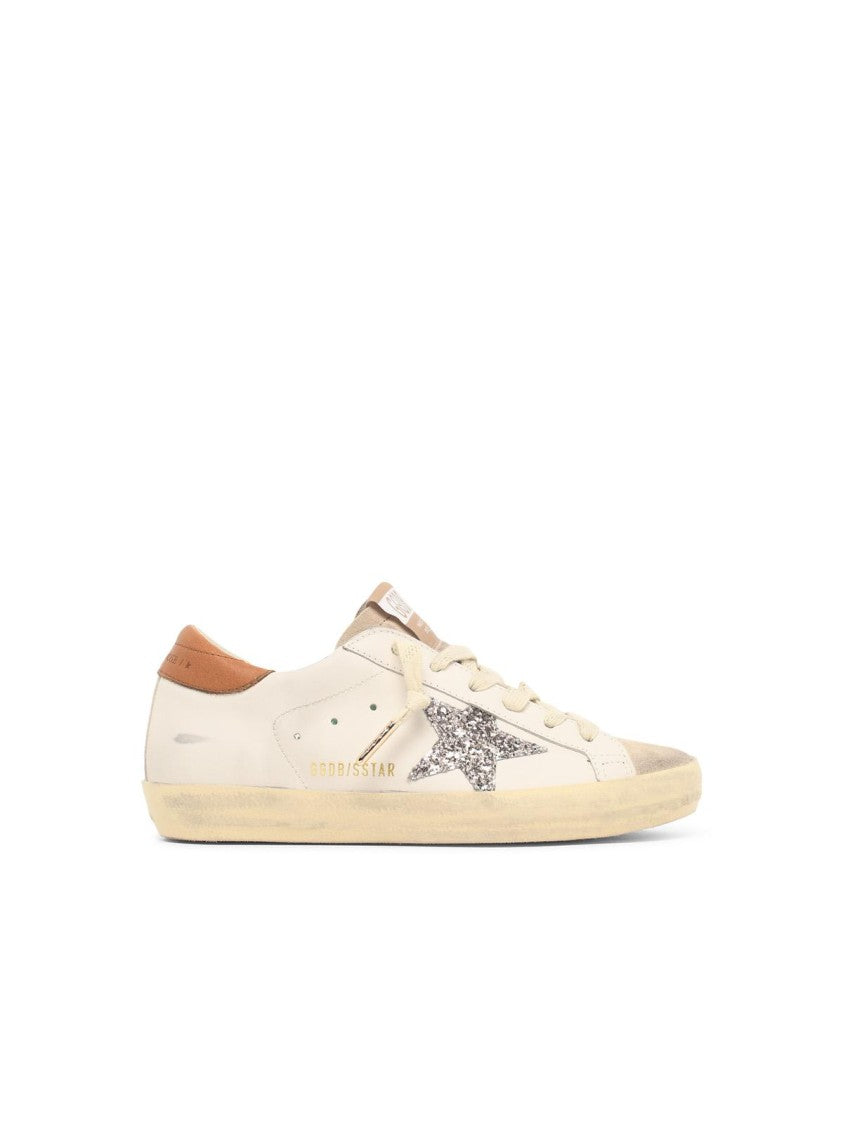 Golden Goose White Super Star Leather-Blend Sneakers
