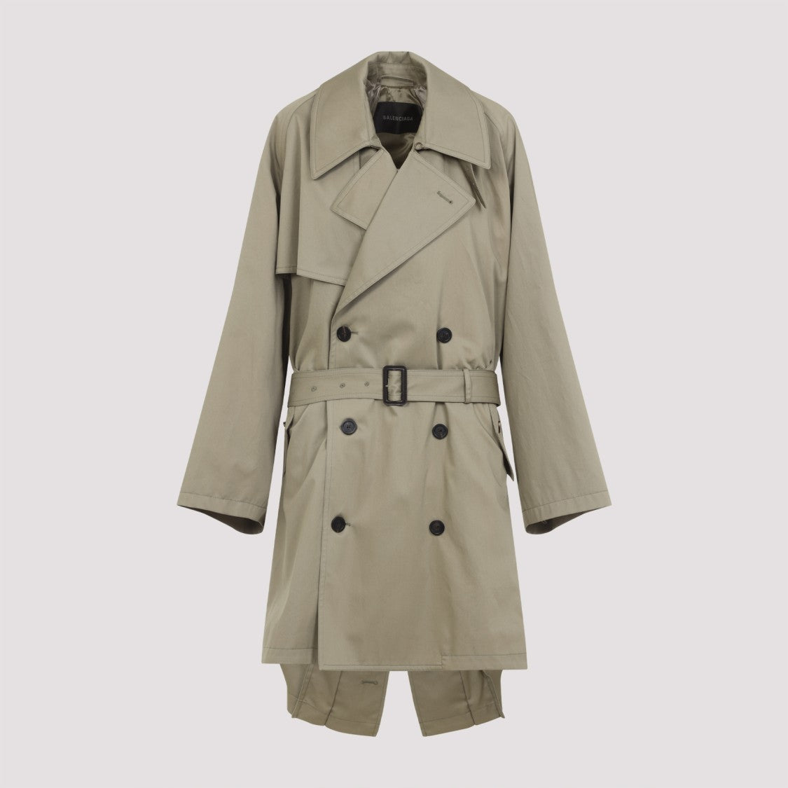 Balenciaga Explorer Beige Cotton Draped Neck Trench