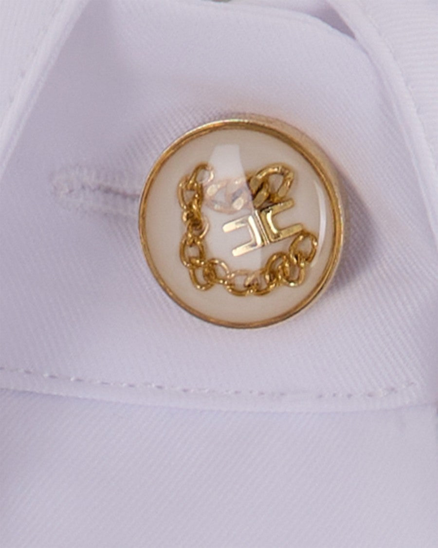 Elisabetta Franchi Ivory White Shirt Collar Blouse