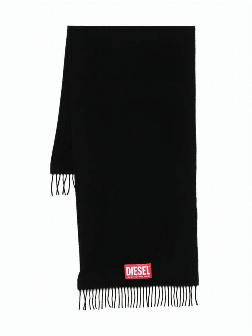 Diesel Long Rectangular Scarf With Fringed Edges