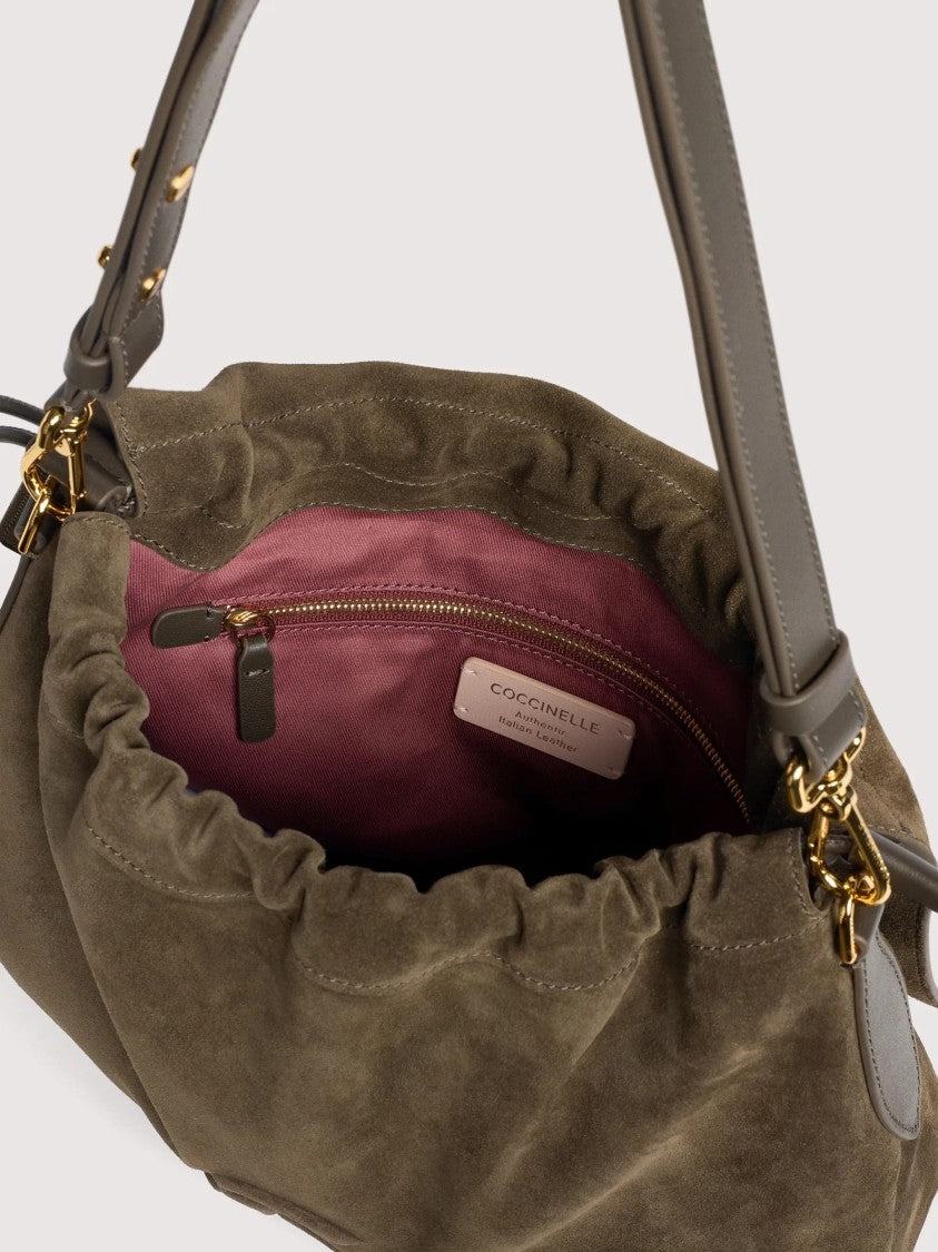 Coccinelle Lidia Medium Suede Ruffled Handbag
