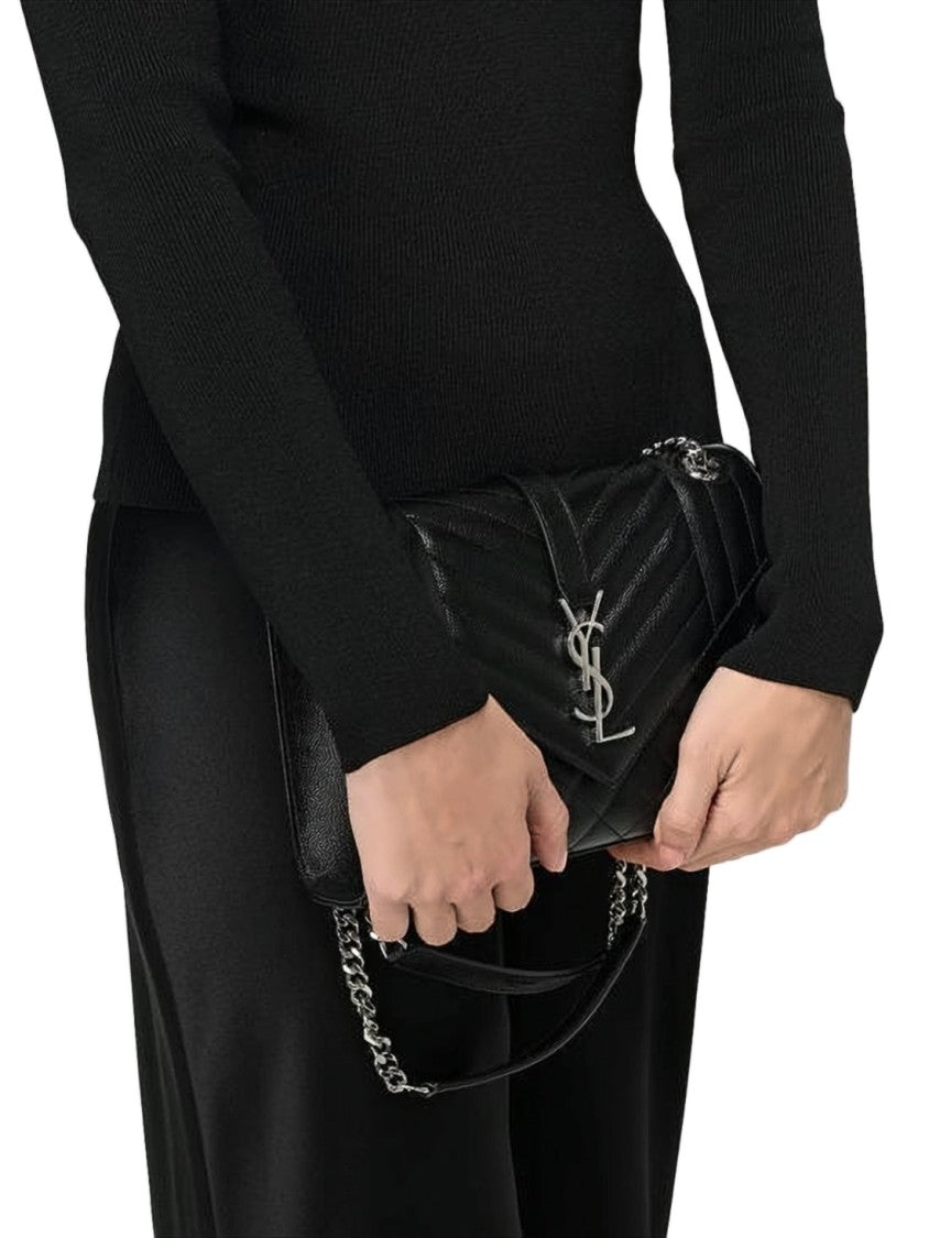 Saint Laurent Chevron-Pattern Calf Leather Shoulder Bag