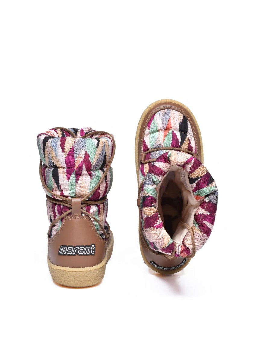 Isabel Marant Beige/Green Nylon Leather Women's Moon Boot