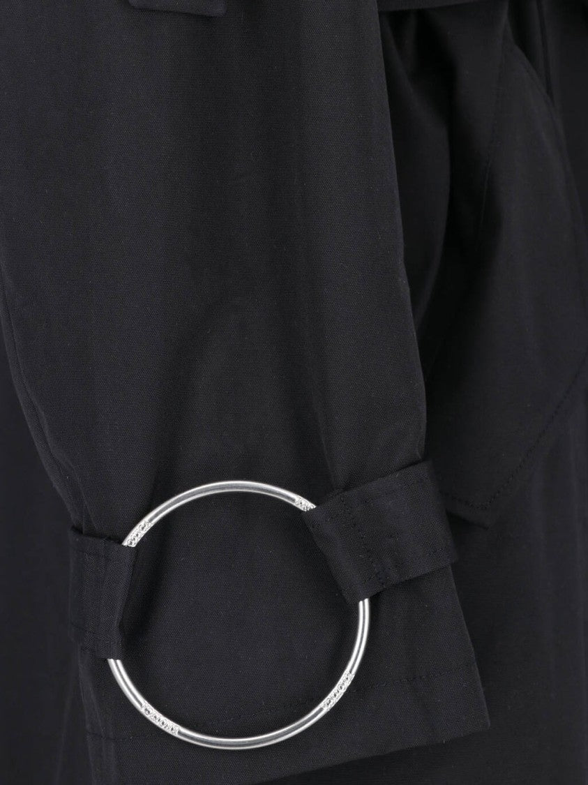 Dondup Black Cotton-Blend Canvas Trench Coat