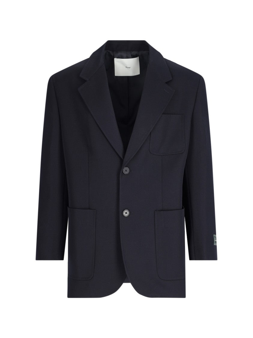 Dunst Dunst Single-Breasted Blazer In Blue Wool Blend