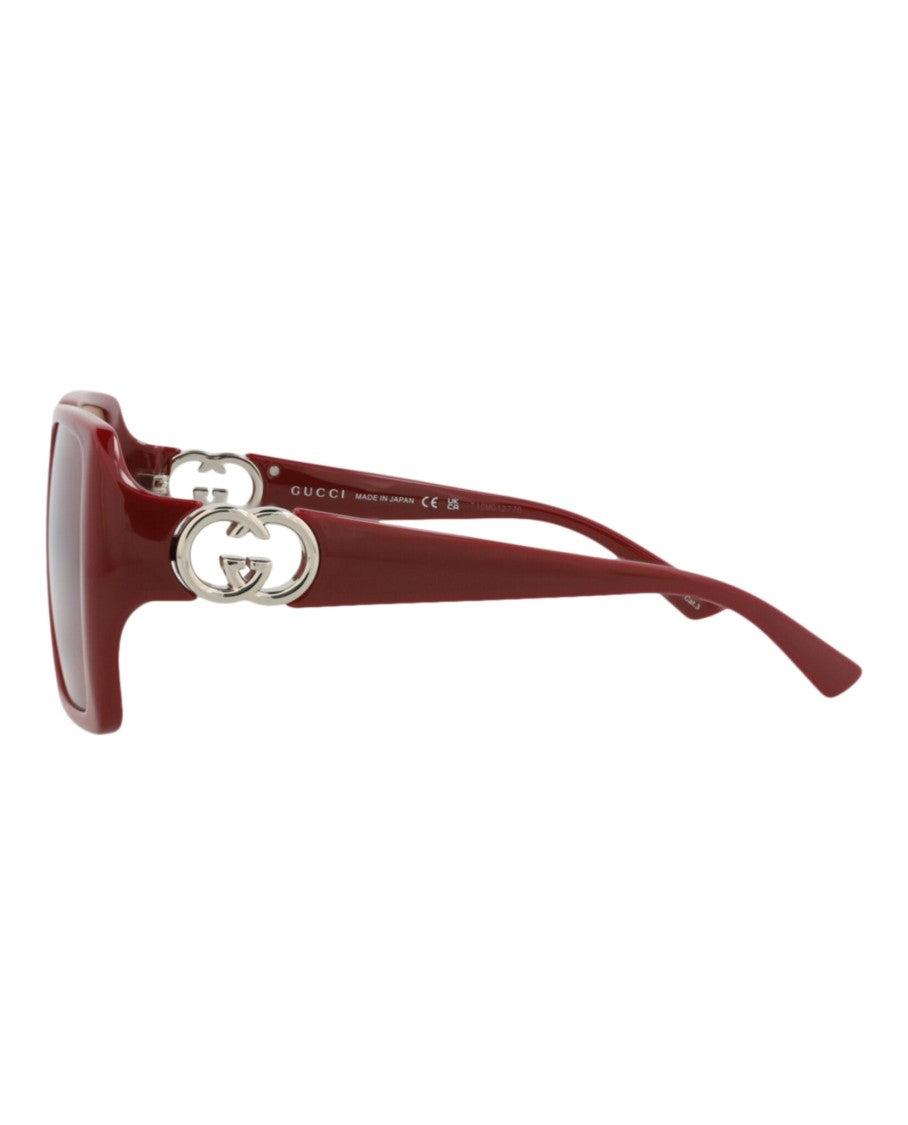 Gucci Square-Frame Injection Sunglasses With Metallic Double-G Accent