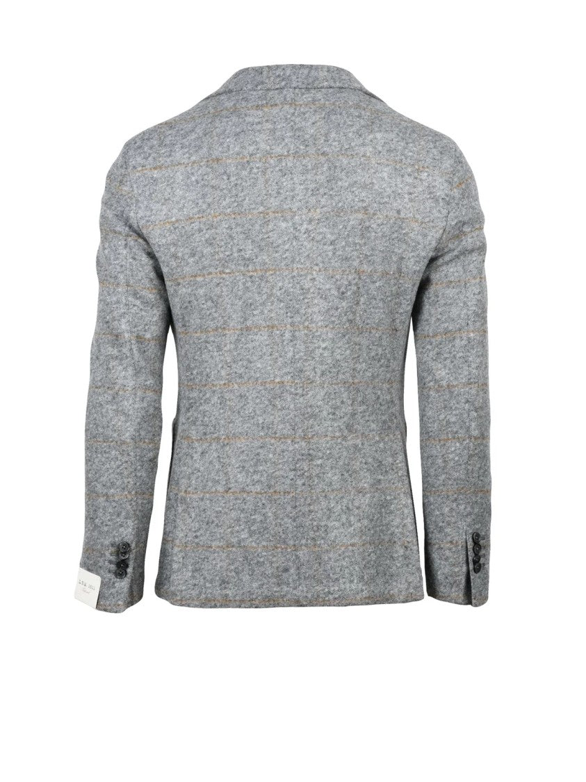L.B.M. 1911 Rounded Cut Grey Jacket With Button Closure And Textured Finish