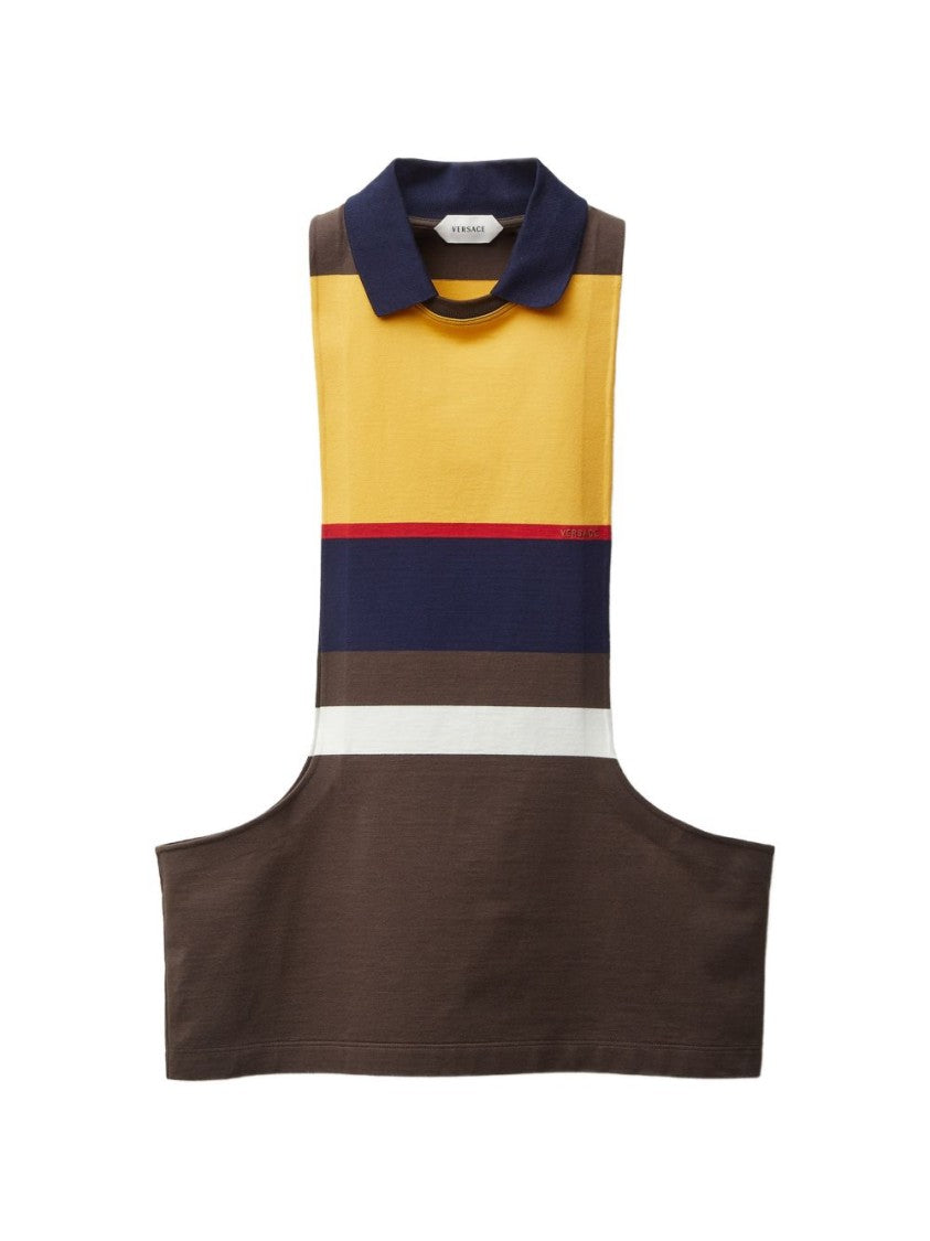 Versace Color-Blocked Sleeveless Knitwear With Avant-Garde Silhouette