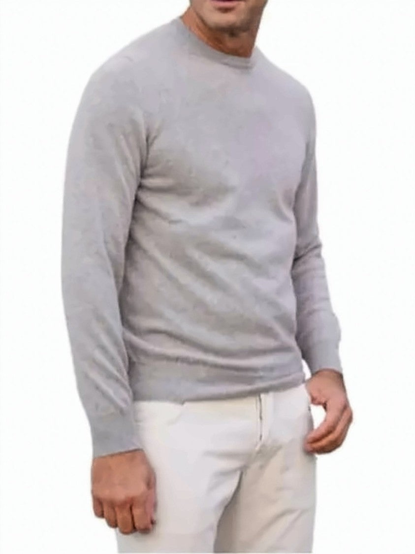 Fedeli Round Neck Sweater In Soft Cotton-Blend Fabric