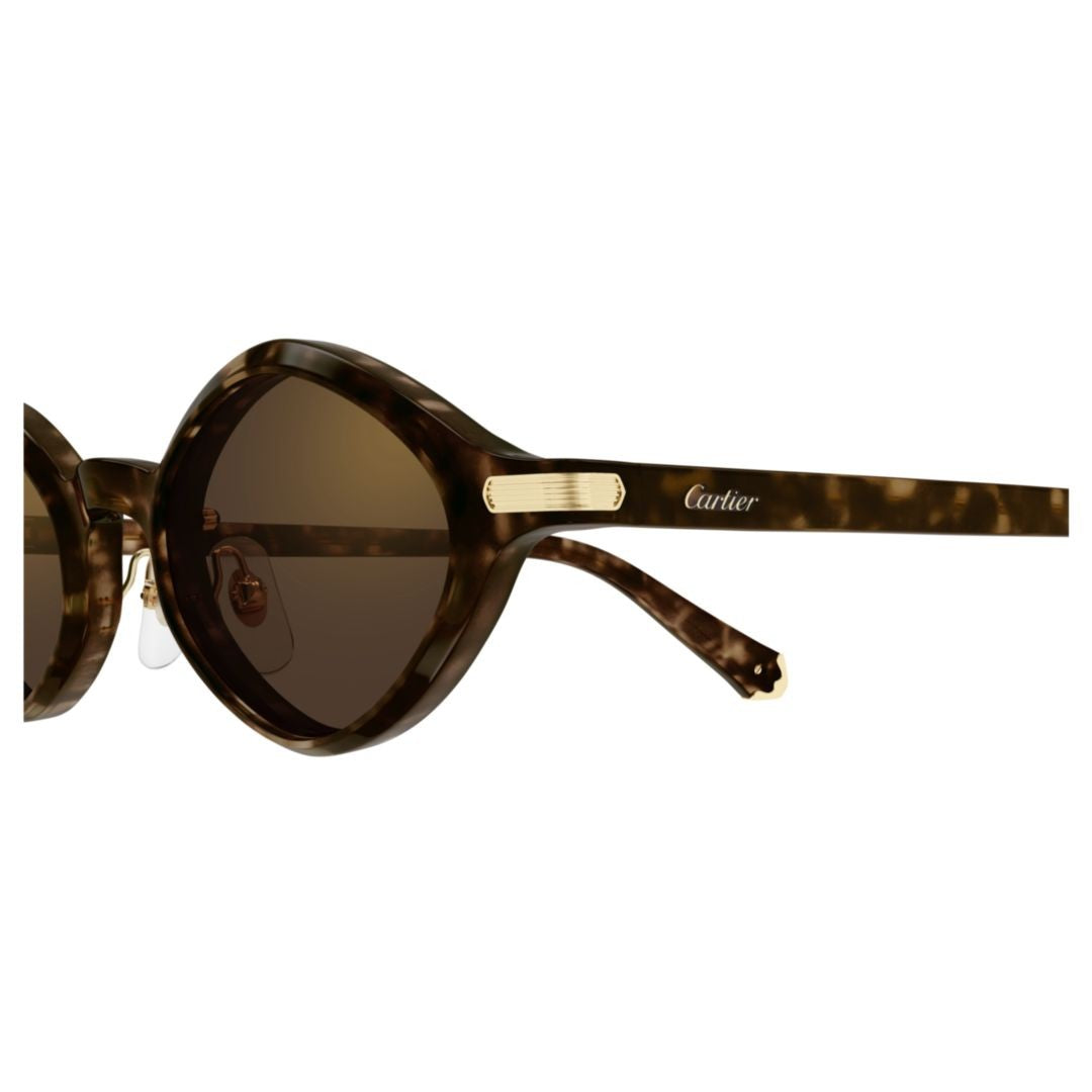 Cartier Oval Tortoiseshell Sunglasses With Gold-Tone Accents